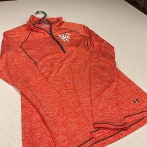 BGSU under armor quarter zip. Orange color peekaboo falcon logo on chest